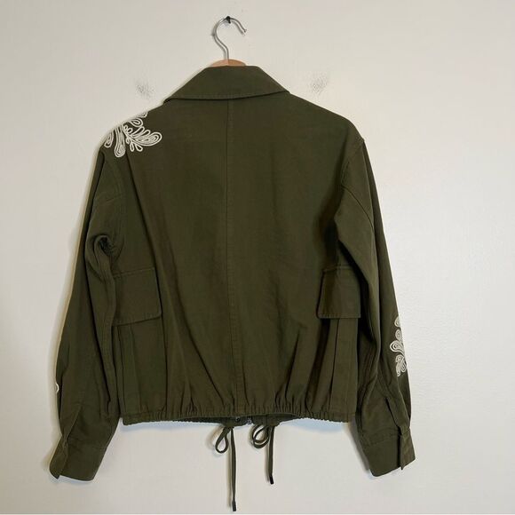 Anthropologie Dolan Embroidered Utility Jacket Olive Green Sz XS Military Boho - Picture 7 of 12